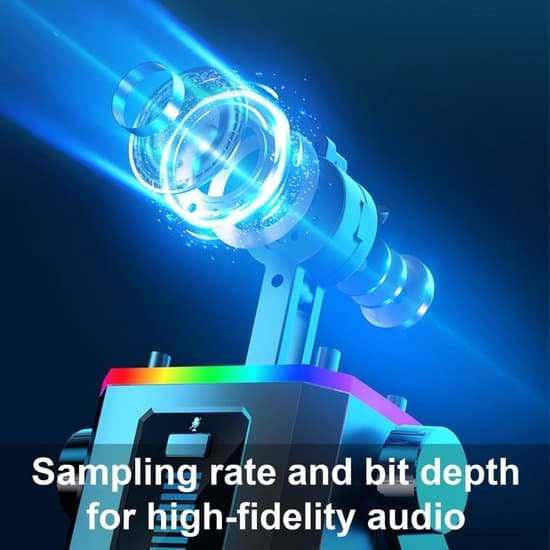 RGB USB Kondensatormikrofon til PC, Mac, Android, PS4/5, Kardioid Pickup, Støjreduktion.