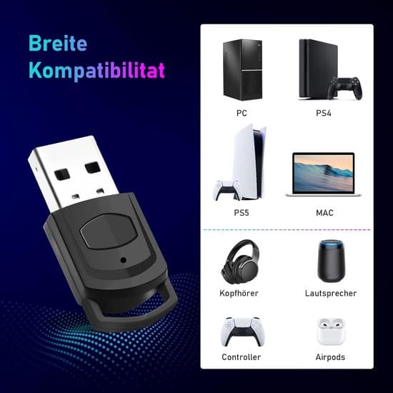 Bluetooth 5.0 USB-lydadapter til PS5/PS4/PC - Bluetooth-adapter med minimikrofon, plug and play.