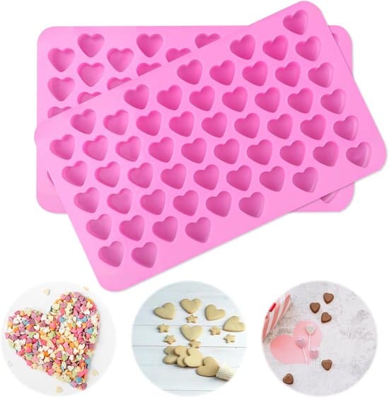 stykker hjerteformede silikoneforme - isterninger, chokolade, slik, kage - DIY bageforme til kærlighed, pink
