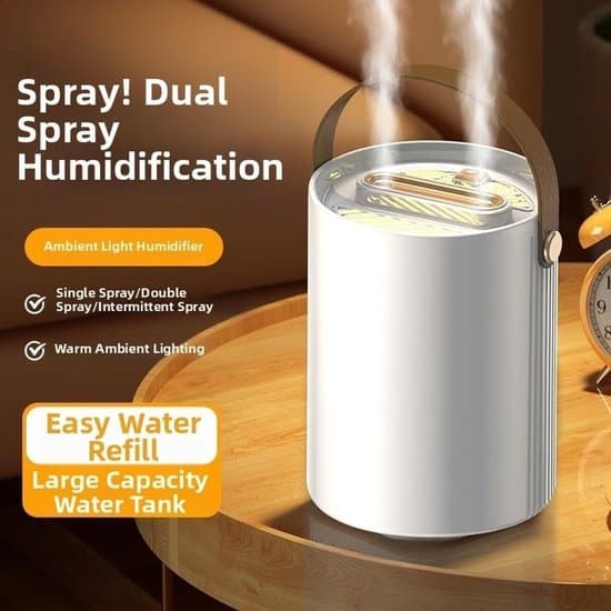 Dobbelt USB-interface luftfugter og aroma diffuser, kompakt bærbar tør luft lindrende sprøjte (Khaki).