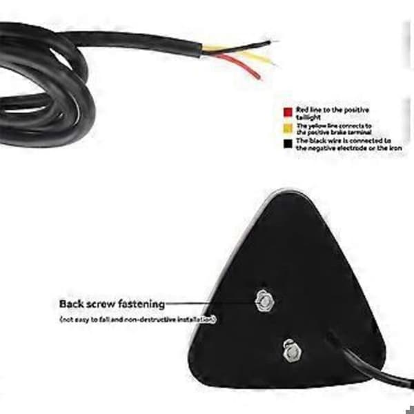 LED triangulära bakljus, blinkande röda lampor, bromsljus, 12V DC strömförsörjning.