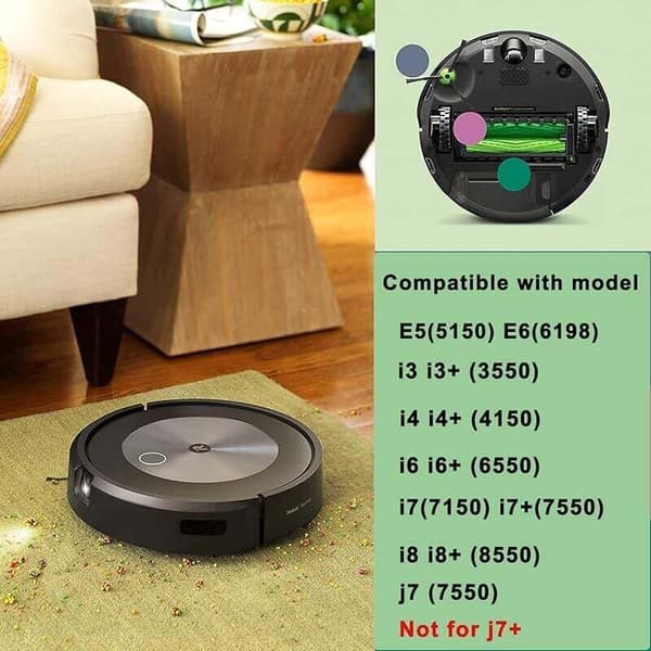 Reservedele til iRobot i7 i7+ i3 i3+ i4 i4+ i6 i6+ i8 i8+ j7 E5 E6 E7, Roomba tilbehør, 3 par hovedbørster