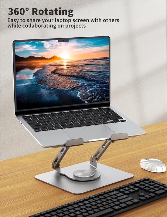 Justerbart laptopstativ med roterande bas - Metall - Silver