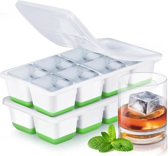 2-delade isbitsformar med lock, BPA-fritt stapelbart silikonformset för cocktails/whisky.
