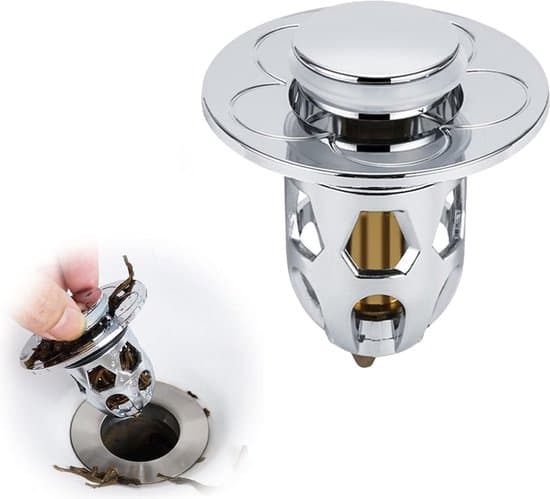 Universal Pop-Up Vaskeprop - Forkromet Hårfanger Afløbsprop - 34-40mm