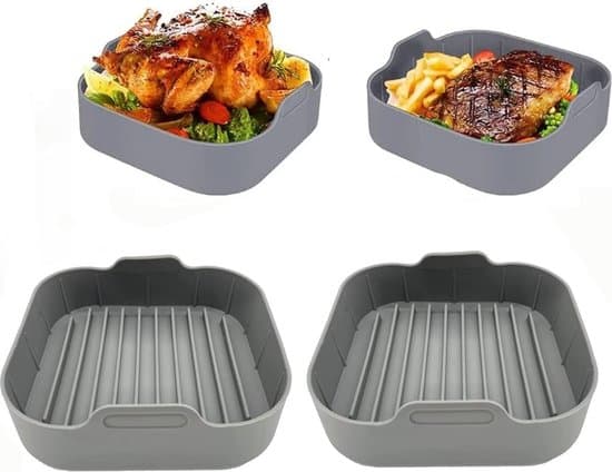 Airfryer tilbehør, silikone bageform, 20cm, med handsker/børste, Grå
