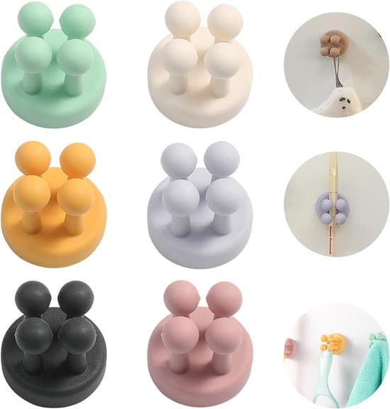 Väggmonterade tandborsthållare, 6-pack silikon sugkoppsdesign