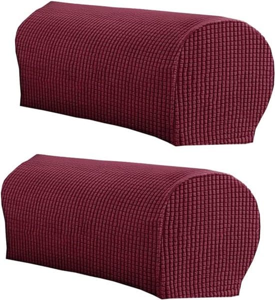 Röda 2-pack armstödsskydd i polyesterfiber, elastiska, halkfria och reptåliga