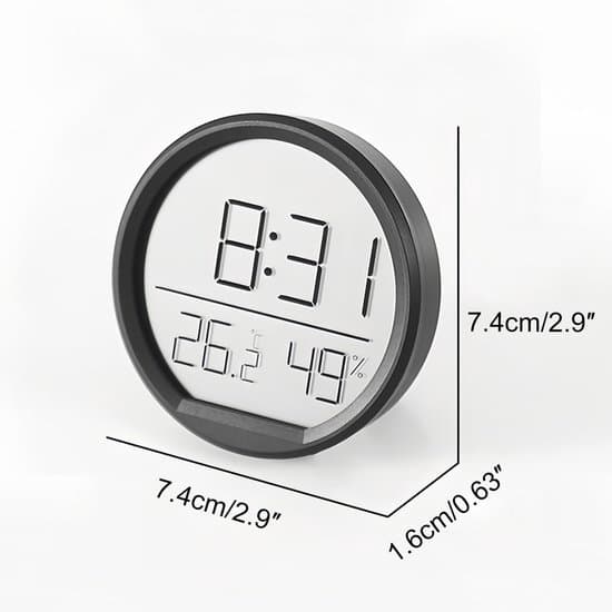 Digital klocka med LCD-termometer och kalender - Svart