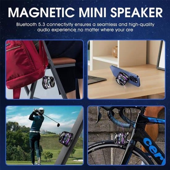 Magnetisk Bluetooth-højttaler G200, TWS-parring til iPhone og Android, Bærbar Multi-RGB Lysshow, 3D Surround Sound, Sort
