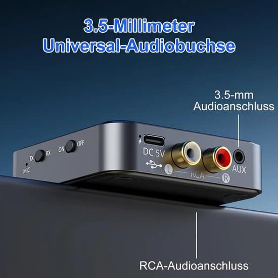 Bluetooth 5.4 Sändare/Mottagare - 2-i-1 Ljudadapter - Stöder aptX LL/HD/AD - Grå