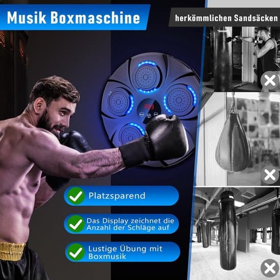 Boksetræner med Bluetooth, vægmonteret sæk/boksebold