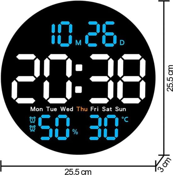 Digital LED Väggklocka - 10cm - Svart