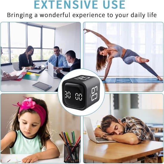 Pomodoro Timer Terning (5/10/30/60 Min) med Lyd- og Vibrationsalarmer til Kontor ADHD