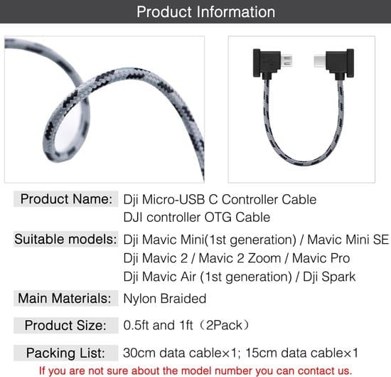30cm+1.5m (2-pak) Micro til USB-C aluminiumsdatakabel til iPhone 15 Pro, DJI Mavic Mini/SE, Air/Pro, Spark til tabletforbindelse.