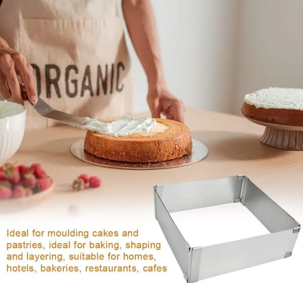 Rektangulær justerbar bageform, udtrækkelig kageform, dekorationsform, justerbar bageplade, fleksibel kageform til mousse, dessertcreme