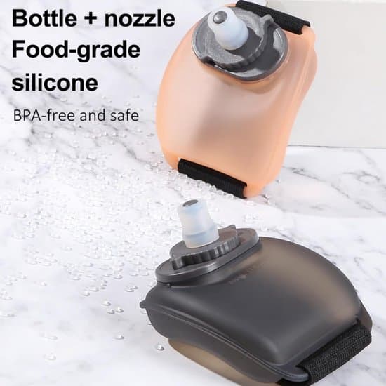 Bärbara handledsvattenflaskor (200 ml vardera), högkvalitativa silikonflaskor.