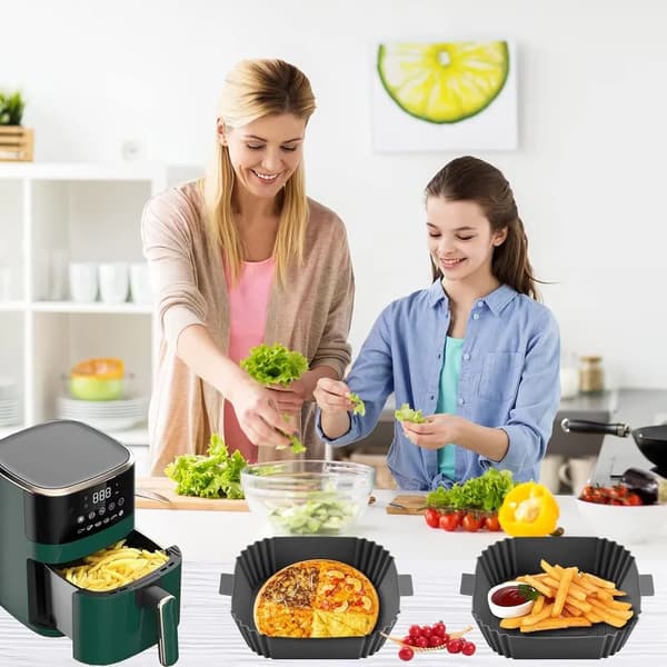 4-delt silikone bageform til airfryere - Airfryer bagepapirform, silikoneform, airfryer tilbehør, silikone bageform (grå)