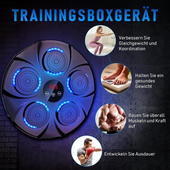 Boksetræner med Bluetooth, vægmonteret sæk/boksebold