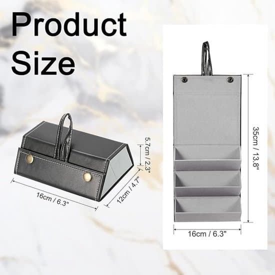 Rejse solbrille organizer taske - foldbar - 3 rum - sort