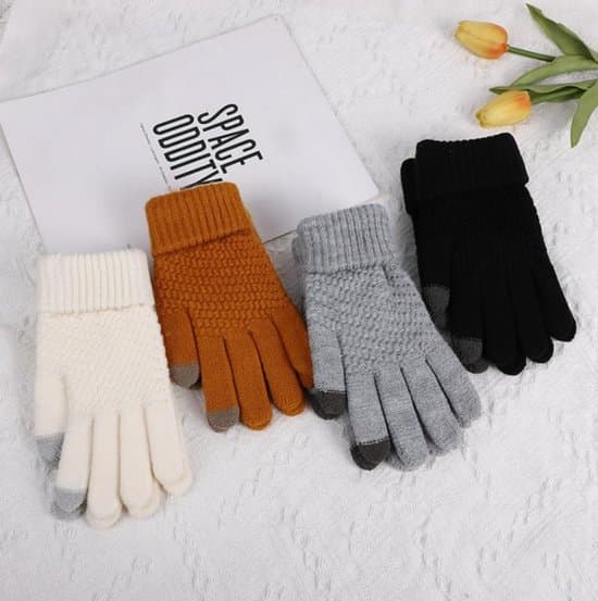 Efterårs- og vinterhandsker - 2 par - 20*4,5 cm - webhandsker - fortykkede handsker til voksne - tykke strikhandsker - bløde og elastiske - unisex handsker