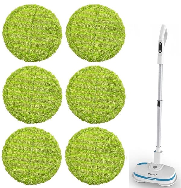 6-pack BOBOT Narwal Elektriska Moppdukar, 16cm Runda