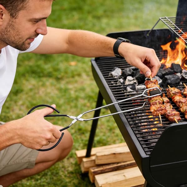 2 grilltänger - Förlängd typ - Sax i rostfritt stål 41cm