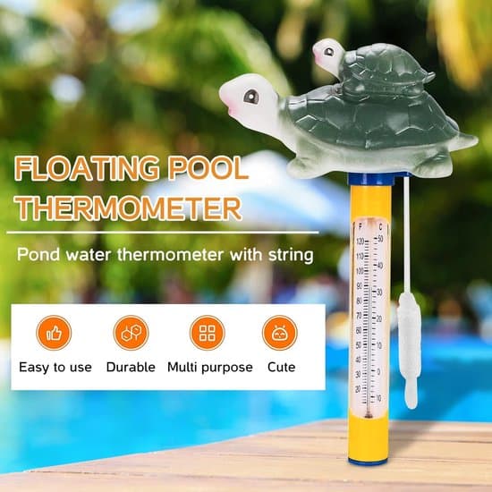 Pooltermometer - Flytande termometer med rep - för pooler, spa, bubbelpooler, akvarier, dammar - Blå - 1 styck