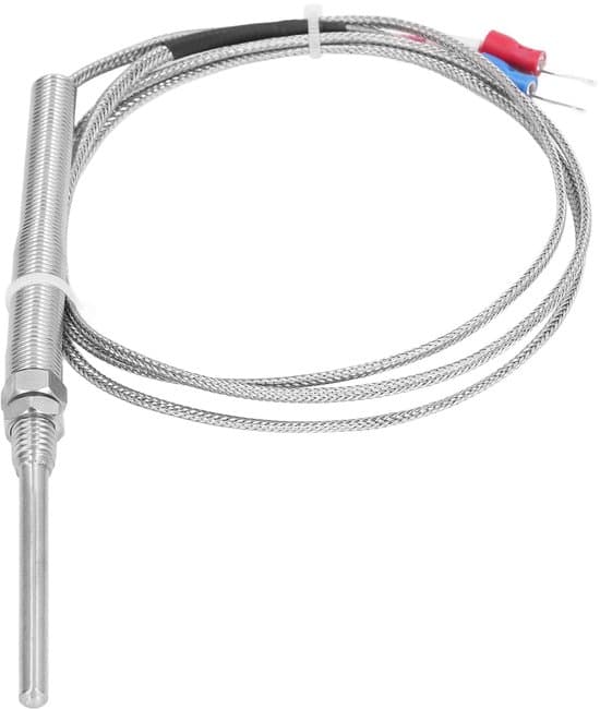Temperatursensor - Termoelementprobe - Procesmåling - Rustfrit stål - M8 5x50mm - Sølv