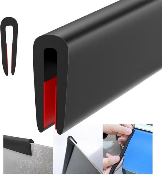 Gummikantlist, U-formad, 3 m x 2 cm, Svart