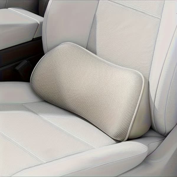 Luksus Bil Memory Foam Lændestøttepude - Perforeret Åndbar Ergonomisk Sædepude Tilbehør (Grå)