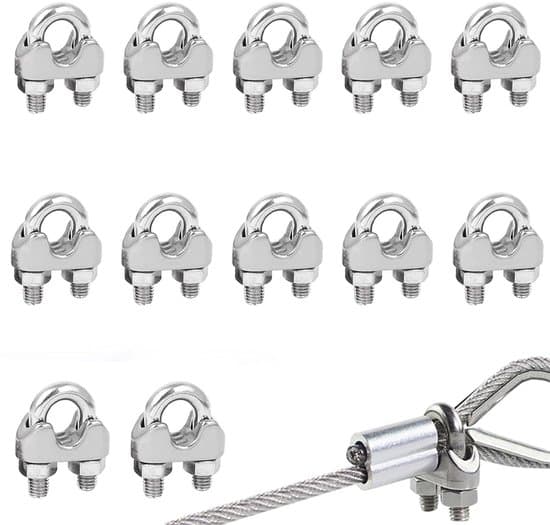12-pak M6 304 rustfrit stål U-bolt wirekabelklemmer og -clips