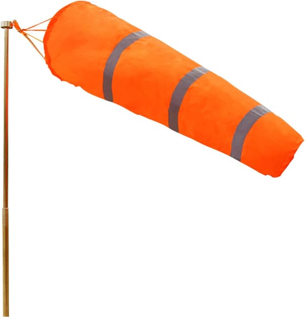 Vindpose, rivefast polyester, vindretningsmåler med reflekterende tape til udendørs lufthavn, landbrug, orange 80 cm