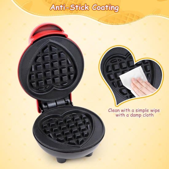 Hjerteformet Mini Vaffeljern med Non-Stick Belægning til Vafler.