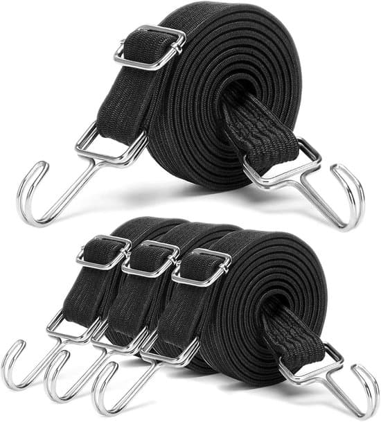 Elastiska band med krokar - stark draghållfasthet - 4-delat set - 200 cm