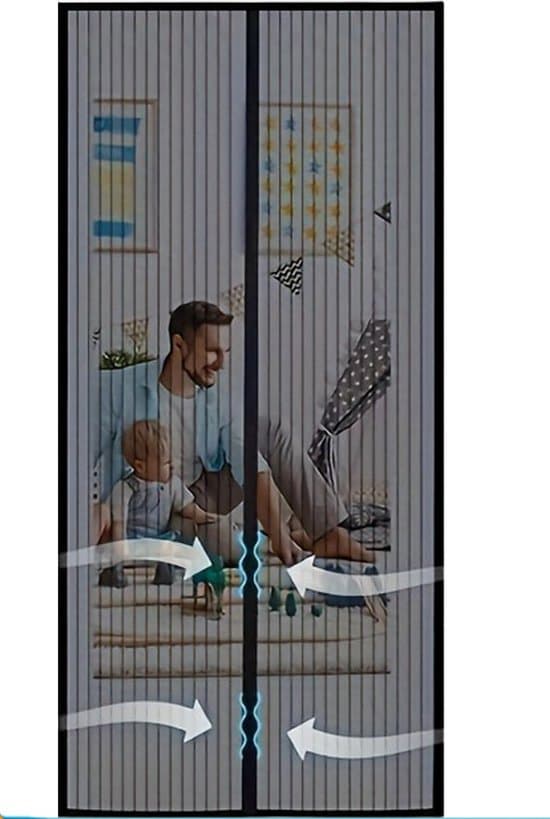 210x100cm Sort Magnetisk Insektnet Dørgardin