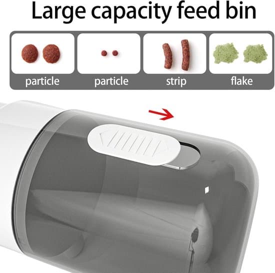 Batteridriven automatisk matare för fiskpellets och flingfoder