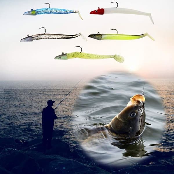 Fiskemadding, 5 plastikmaddingsæt, 10 cm