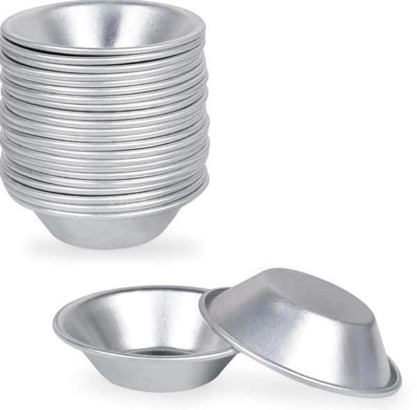 25-pack silver non-stick mini äggtårta och puddingbakformar