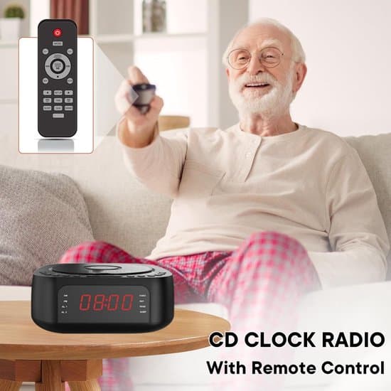 CD-soittimen herätyskello, Bluetooth-pöytäsoitin FM-radiolla, musta