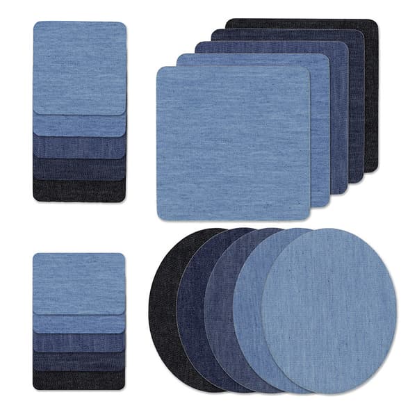 25-delars strykpatchset, 5 färger, bomull, jeansreparationsset