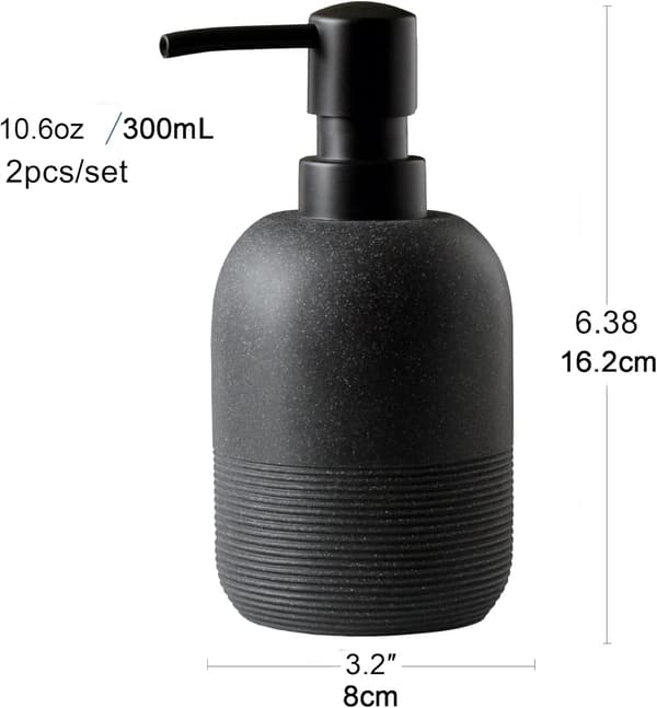 2-delt sort sæbedispenser sæt håndsæbe lotion dispenser til badeværelse elegant indretning køkkenvask