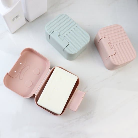 2-pack 11x7.5x5cm Bärbar Blå Resetvålkopp - Med lock