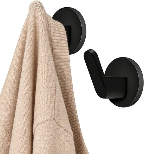 2 Stykker Magnetiske Kroge Mat Sort - Rustfrit Stål Magnetisk Vægmontering til Køkken & Værksted
