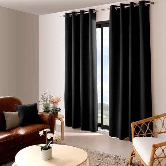 Mørklægningsgardin - Sølvøjer, sort, 140x300cm, 100% polyester