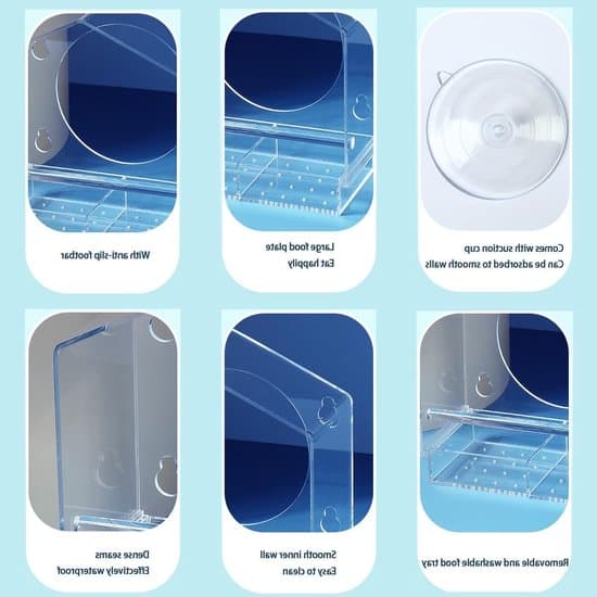 - Fuglefoderbræt - Klar plast - Med sugekop - 20 x 11 x 20 cm - Velegnet til vilde fugle - Perfekt til haver og baggårde