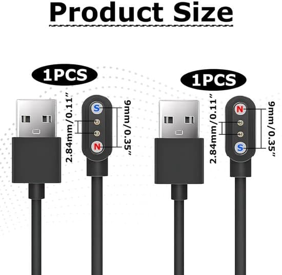 2 stk. Universal USB 2-bens Magnetisk Smartwatch Oplader (2,84 mm, Model A+B)