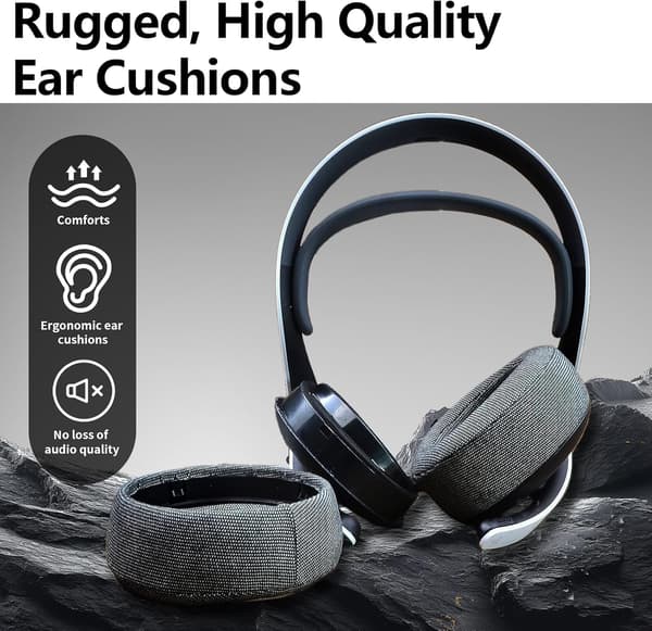 1 par erstatningsørepuder til Sony PlayStation 5 Pulse PS5 3D trådløst headset læder ørekopper patchwork ørekopper grå finish