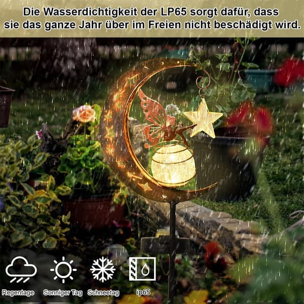 Havelys, solcellelamper, havepynt, terrassepynt, udendørs solcellelamper, fe/blomsterfe vandtætte solcellelamper