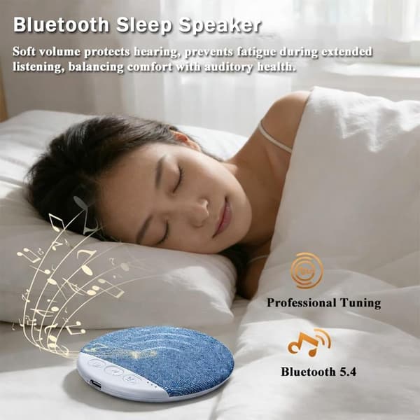 Mini knogleledning under-pude Bluetooth søvnhjælpshøjttaler med hvid støj-timer (blå)